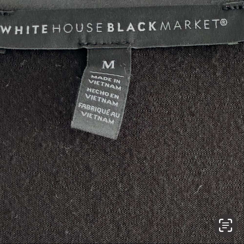 WHBM Short Sleeve Tee V-neck Satin Trim Top Black Size M - Picture 3 of 9